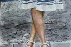 Die-Wartende-Aquarell-nach-Foto-von-Kalle-Lustig